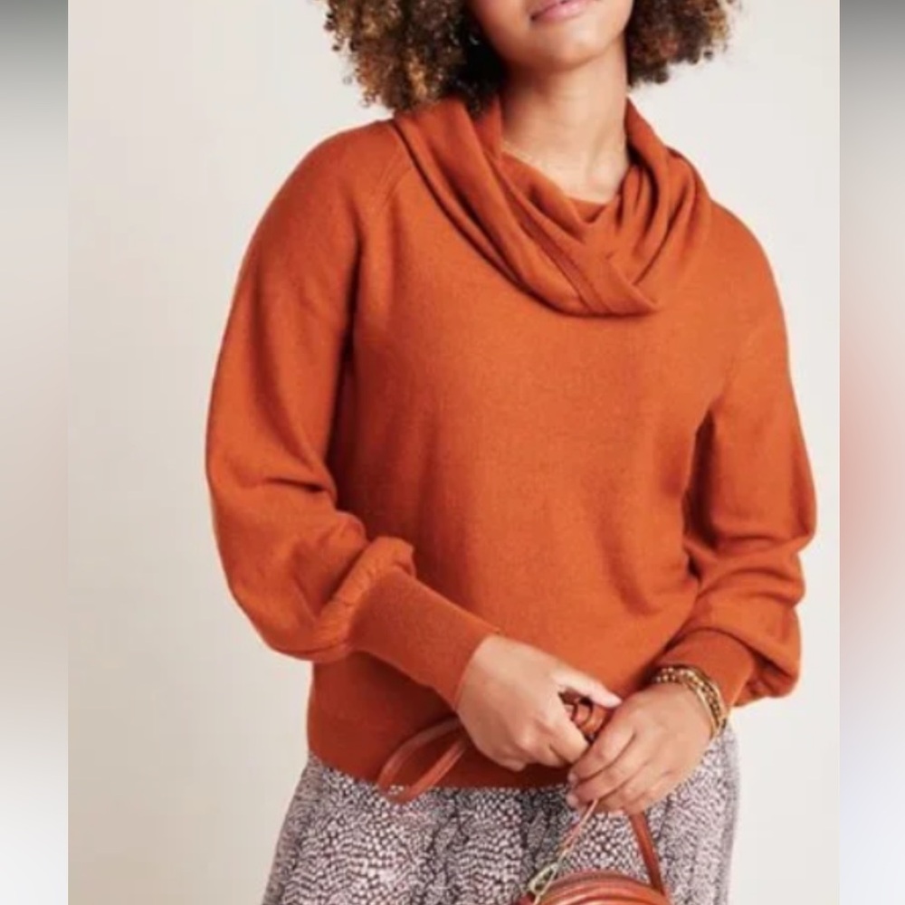 Anthropologie jolene Burnt Orange Cowl Neck Sweater xs